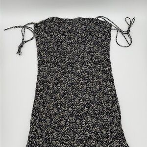 Blue Floral Smocked Summer Mini Dress Cottagecore Ruched X-Large Tie Straps